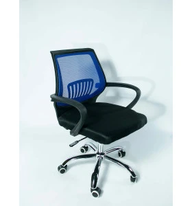 Крісло офісне REAL, колір чорний/сітка синя