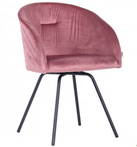 Кресло поворотное Sacramento черный/велюр розовый антик